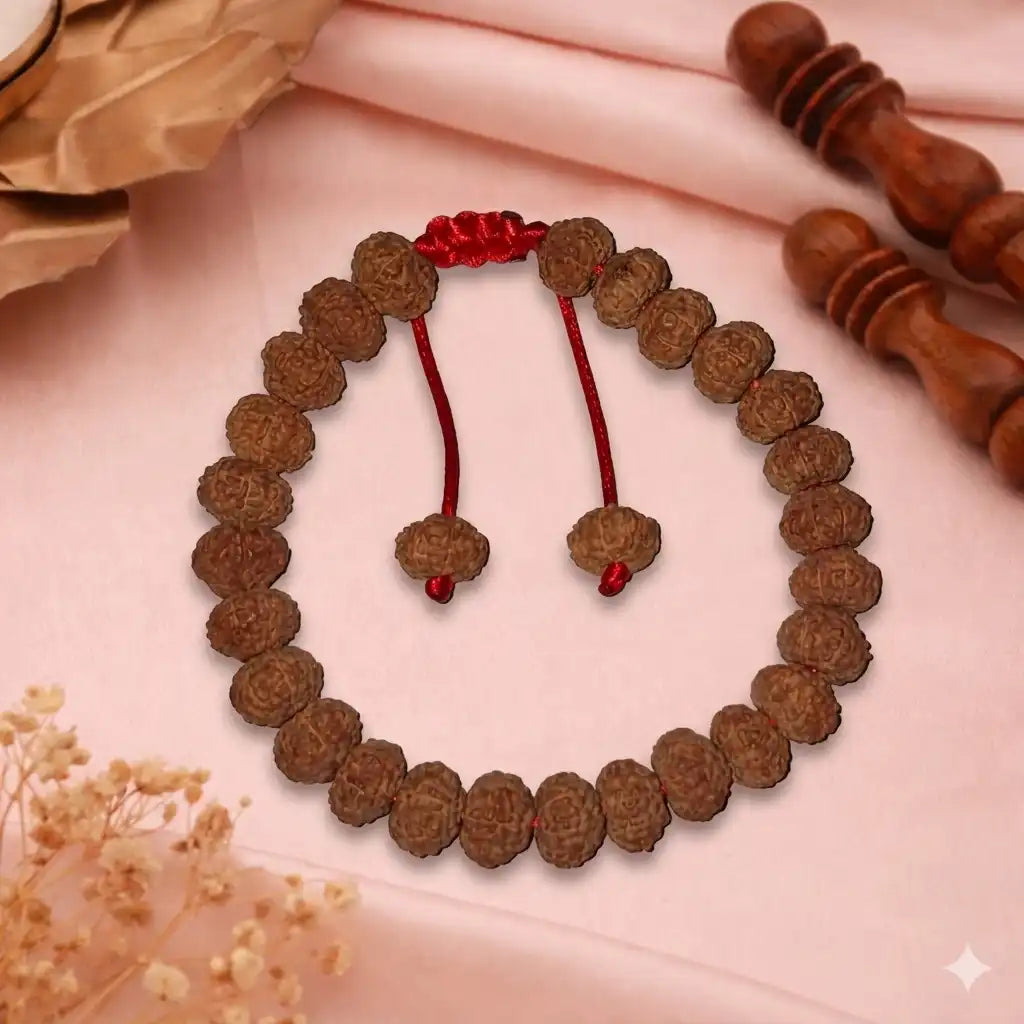 8 Mukhi Indonesian Rudraksha Bracelet (7–9mm) – Certified Natural Beads with X-Ray Report |27 Beads | Removes Obstacles & Brings Success